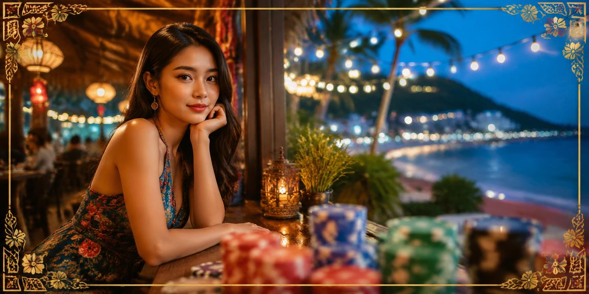 Không gian thư giãn tại Phú Quốc với màn hình hiển thị ứng dụng cá cược trực tuyến